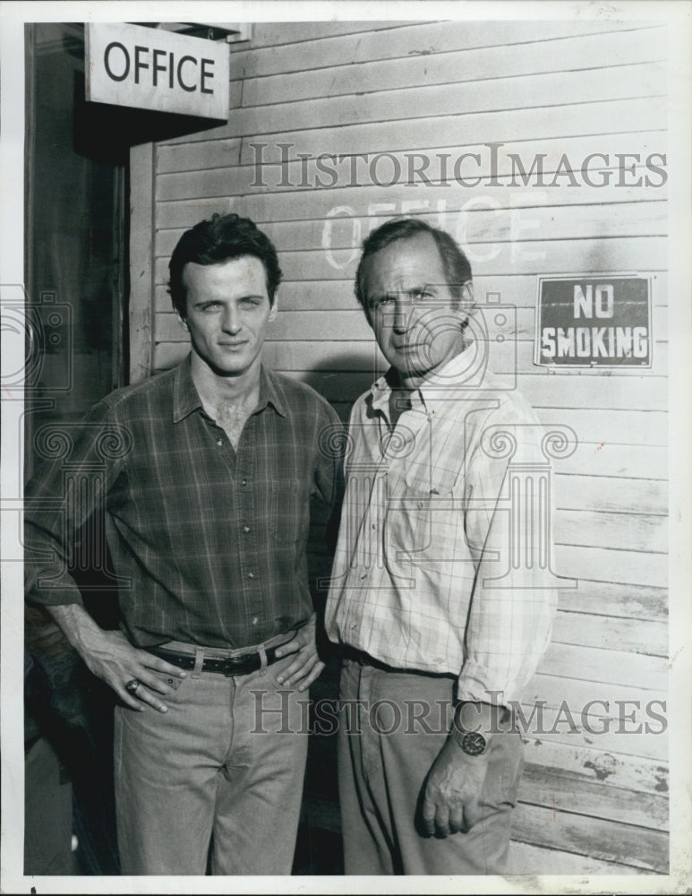 1985 Press Photo Actor Ben Gazzara and Aidan Quinn. - Historic Images