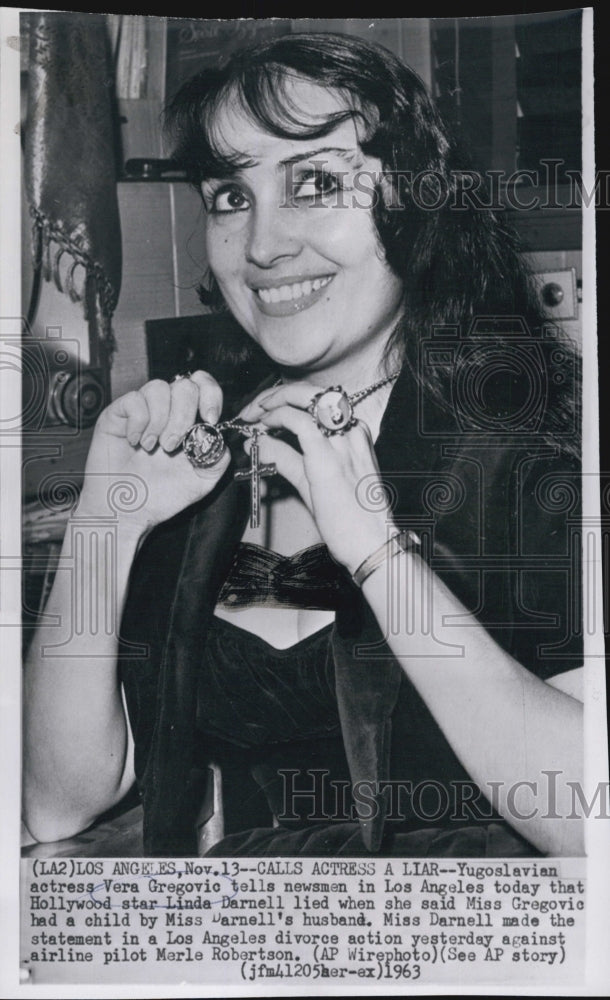 1963 Press Photo Actress Vera Gregovic Denies Having Child - Historic Images