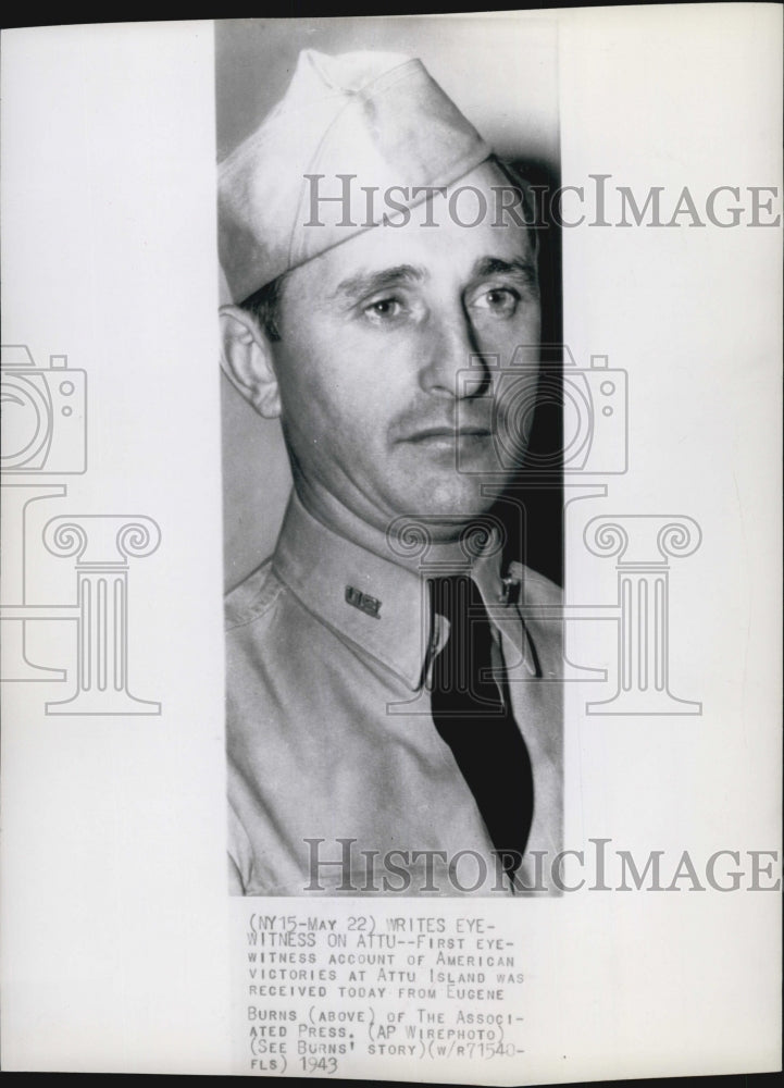 1943 Press Photo Eugene Burns serves at Attu Island - Historic Images