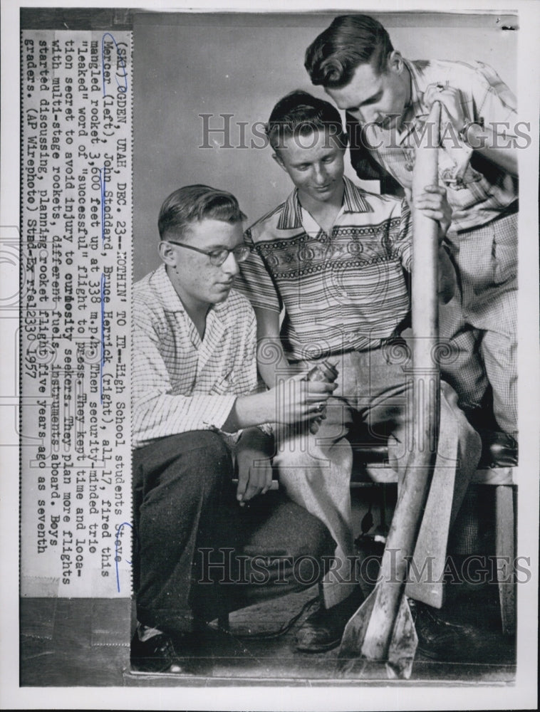 1957 Press Photo High School Students Steve Mercer,John Stoddard,Bruce Herrick - Historic Images