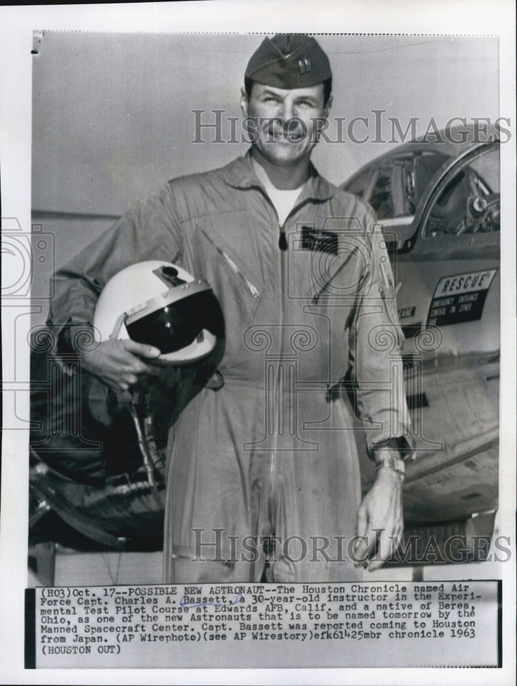 1963 Press Photo New Astronaut AF Capt Charles Bassett - Historic Images