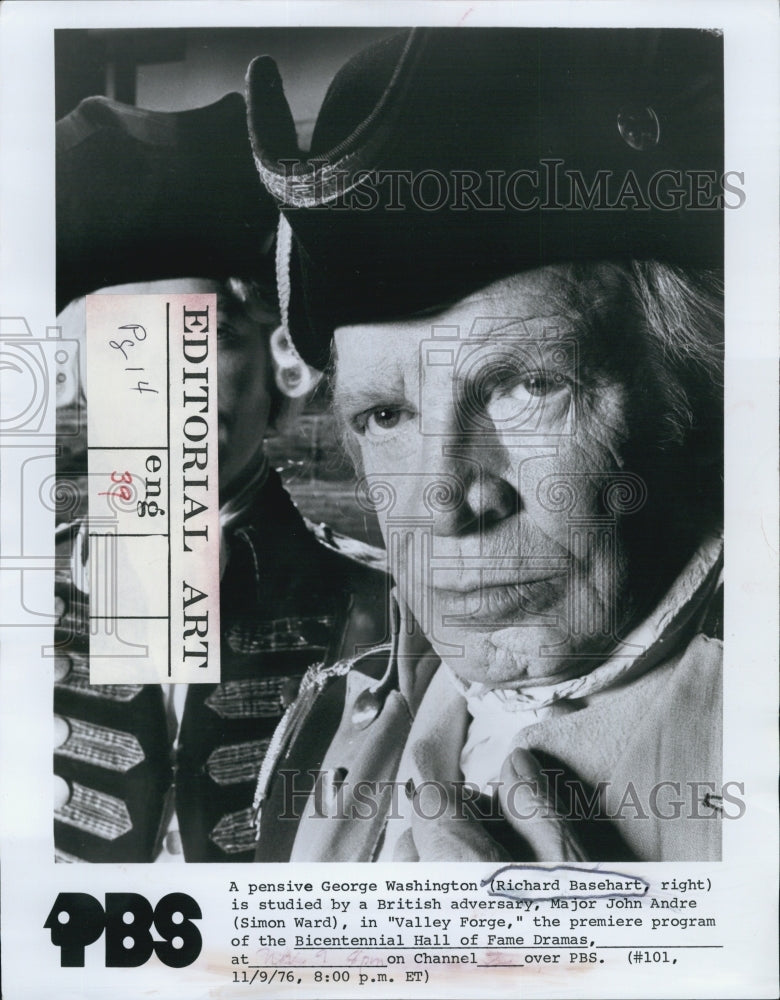 1976 Press Photo Richard Basehart as George Washington in&quot;Valley Forge&quot; - Historic Images