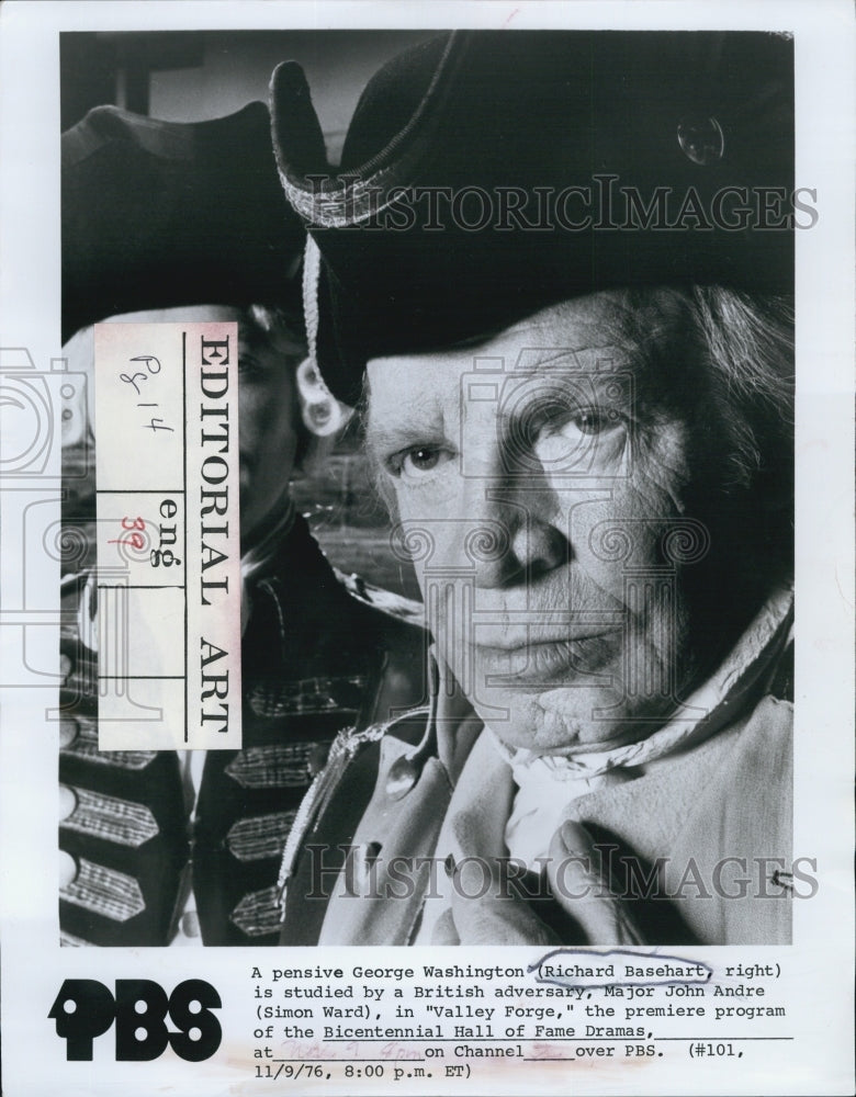 1976 Press Photo Richard Basehart as George Washington in"Valley Forge" - Historic Images