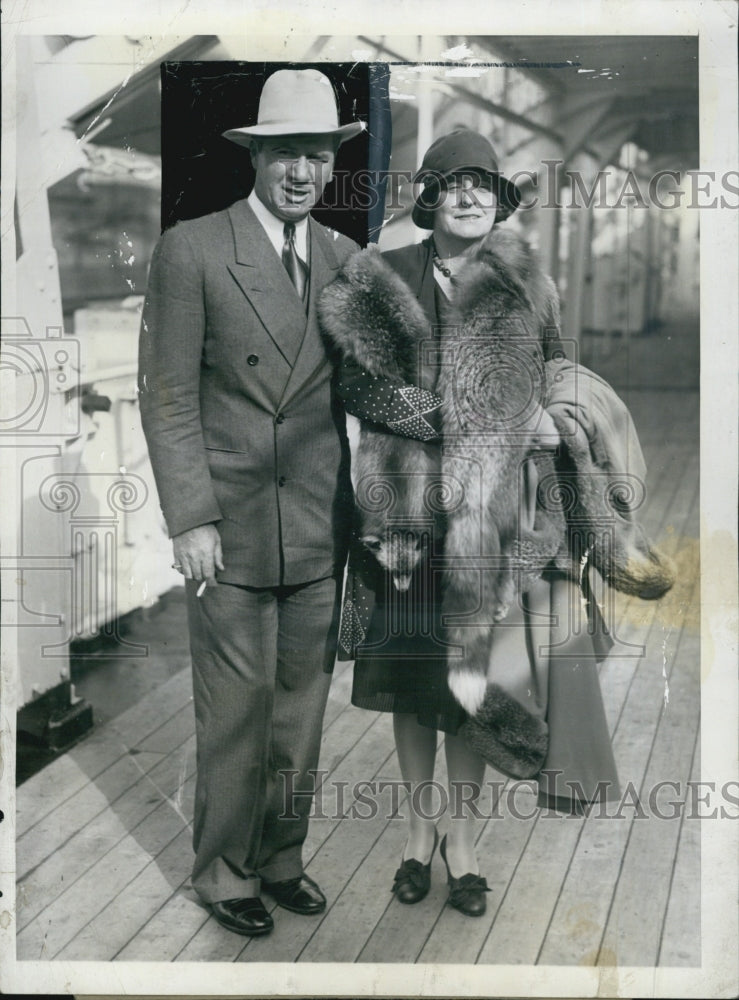 1929 Press Photo Mr &amp; Mrs George Bancroft Aboard to France - Historic Images