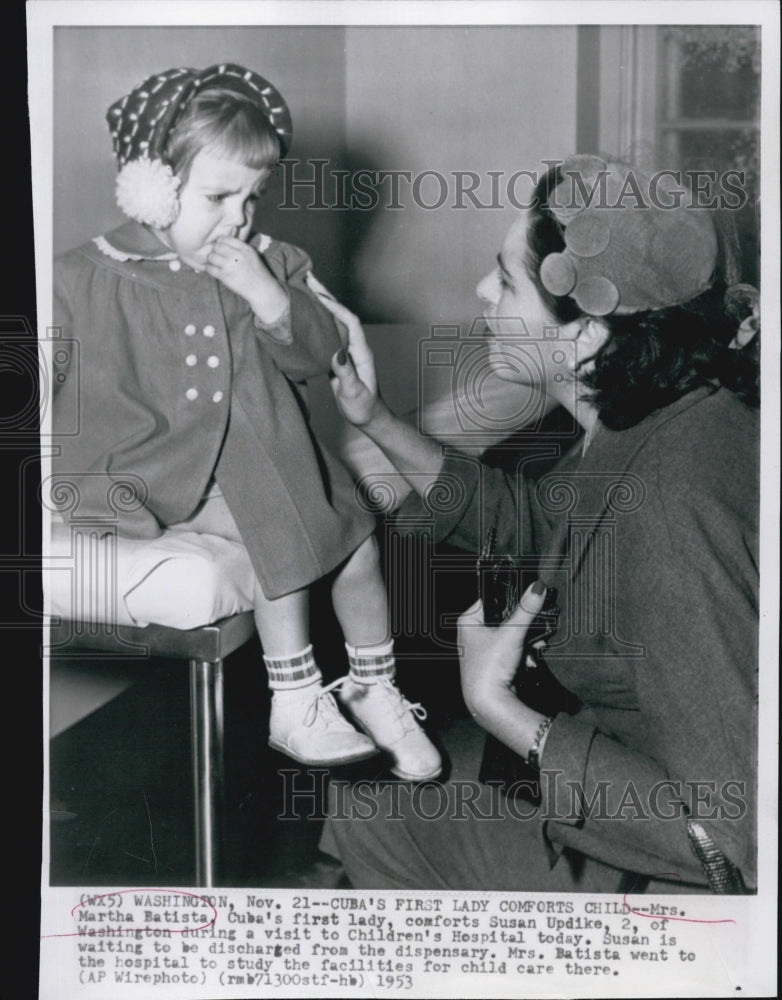 1953 Cuba's First Lady Martha Batista As She Comforts Susan Updike - Historic Images