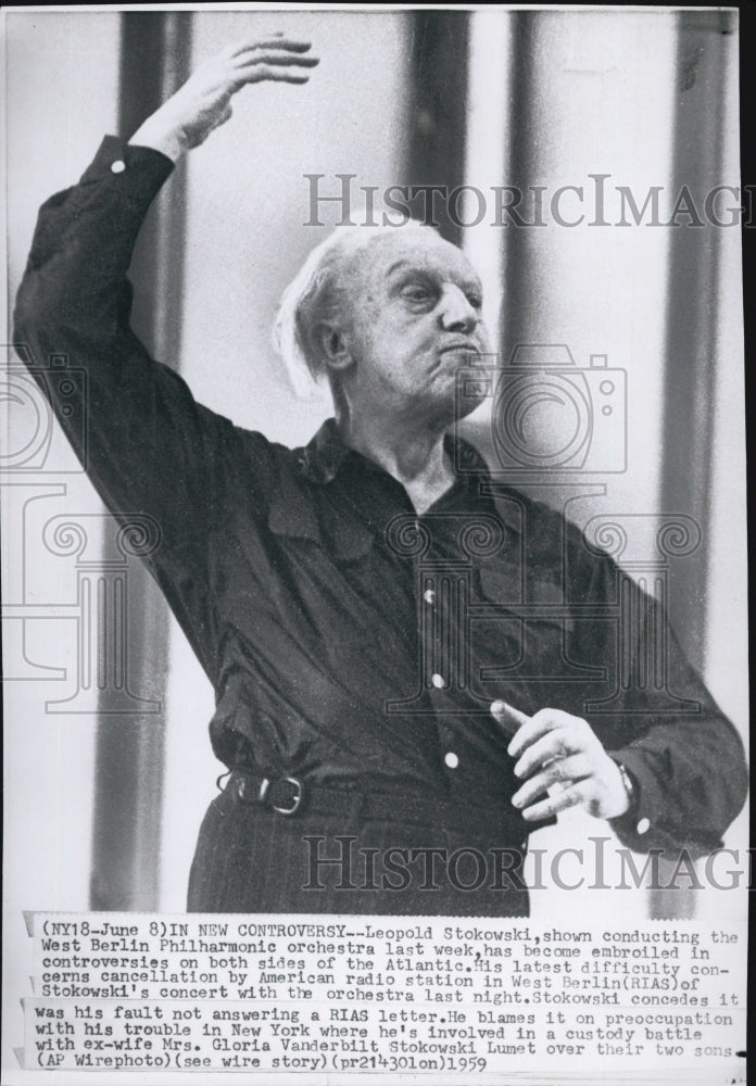 1959 Press Photo Noted conductor,Leopold Stokowski - Historic Images