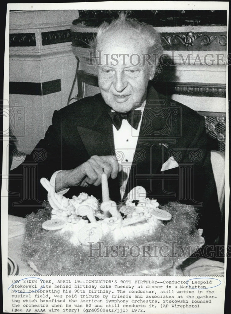 1972 Noted conductor,Leopold Stokowski,turns 90 - Historic Images