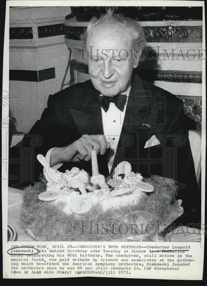 1972 Press Photo Noted conductor,Leopold Stokowski turns 90 - Historic Images