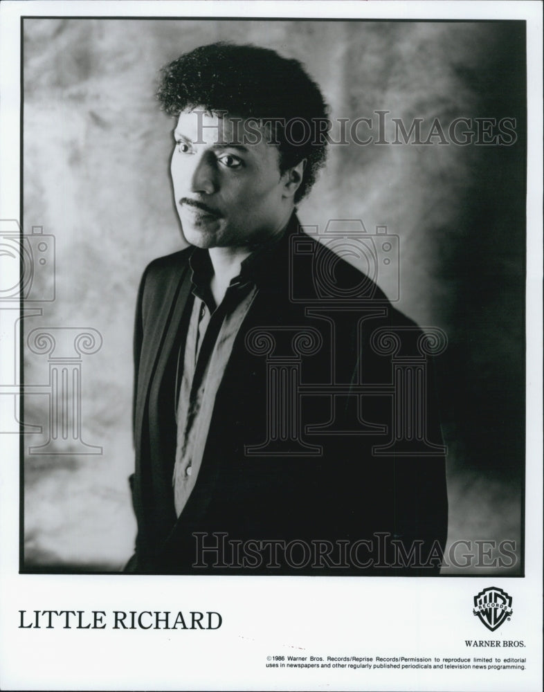 1986 Press Photo Little Richard on Warner Bros Records - Historic Images