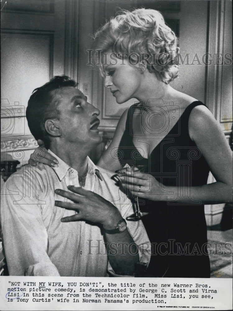 1966 Press Photo George Scott &amp; Virni Lisi scene from &quot;Not with my wife,you dont - Historic Images