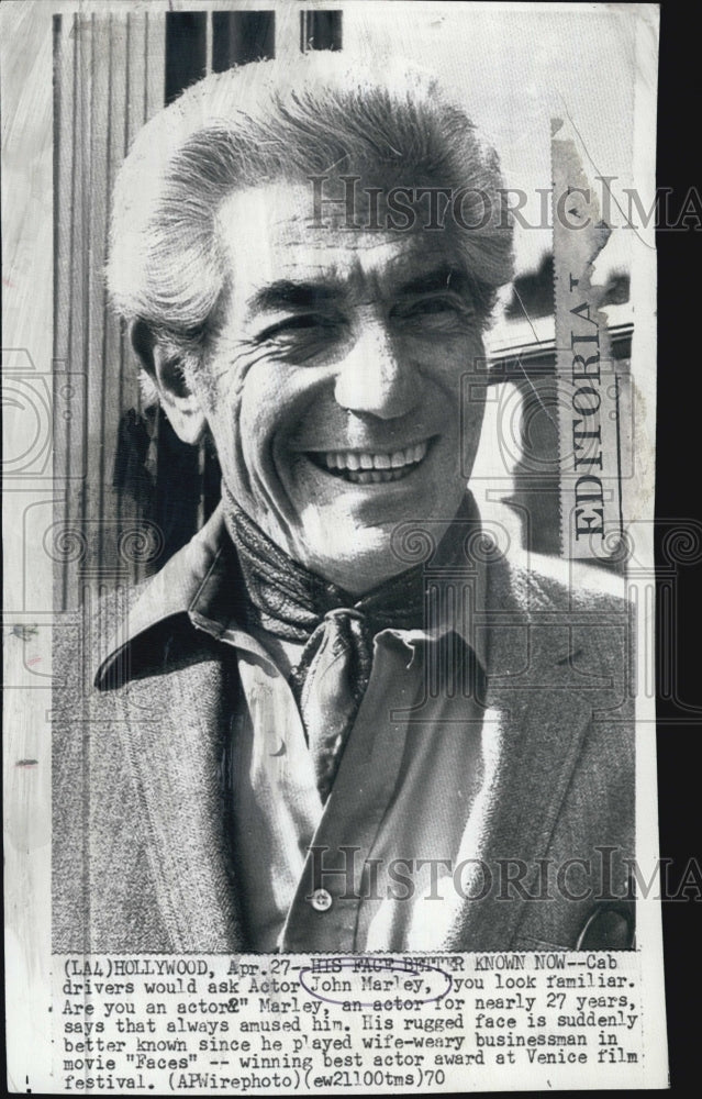 1970 Press Photo Actor John Marley Starred In Faces And Won Best Actor Award - Historic Images