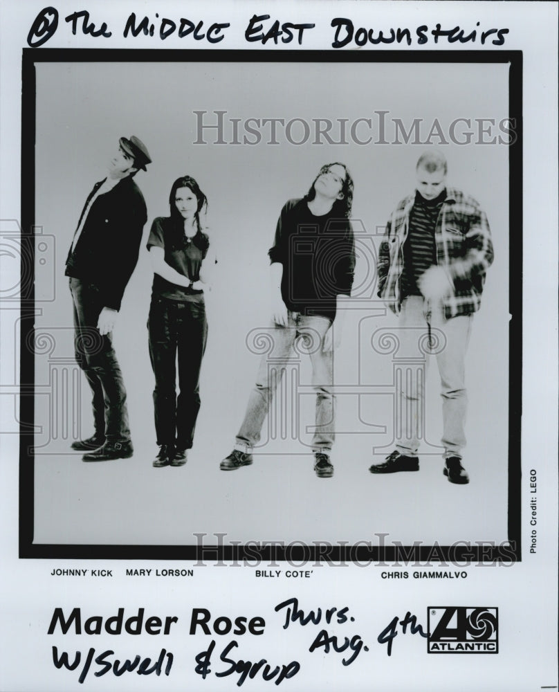 Press Photo Johnny Kick Mary Lorson Billy Cote&#39; Chris Giammalvo /Madder Rose - Historic Images