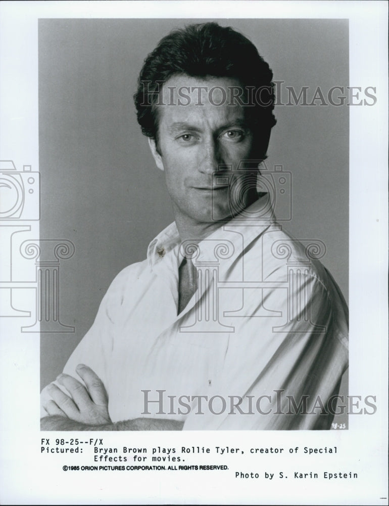 1985 Press Photo Bryan Brown Plays Rollie Tyler Creator For Special Effects COPY - Historic Images