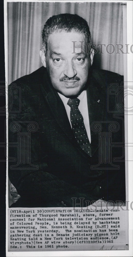 1961 Press Photo Senate Confirmation of Thurgood Marshall Delayed - Historic Images