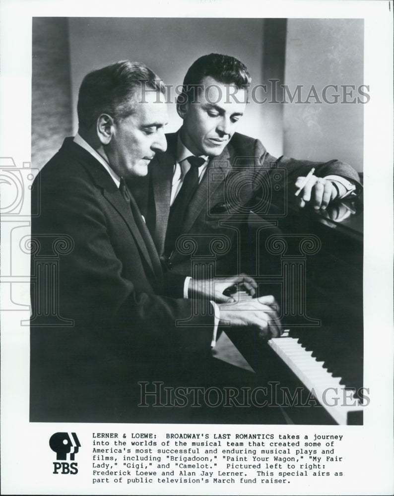 Press Photo Musicians Frederick Lowe &amp; Alan Lerner - Historic Images