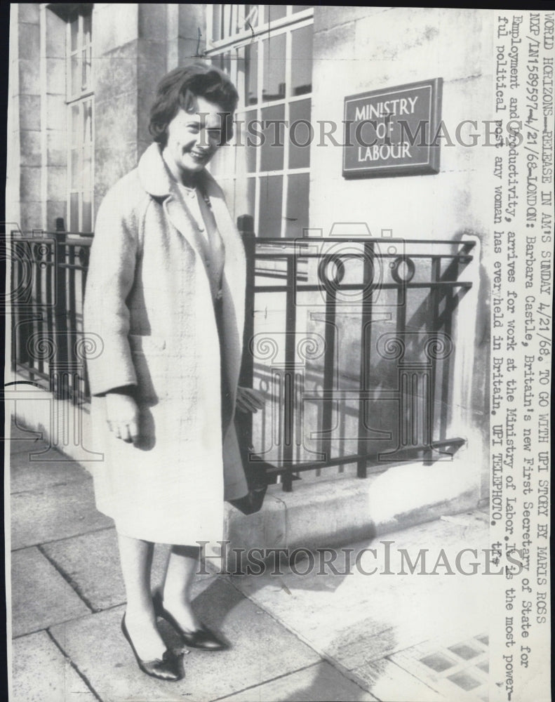 1968 Press Photo Barbara Castle Britain's First Secretary Of State Of Employment - Historic Images