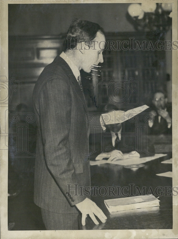 1953 Press Photo Crocker Snow, speaking for Bedford Airport Appropriation. - Historic Images