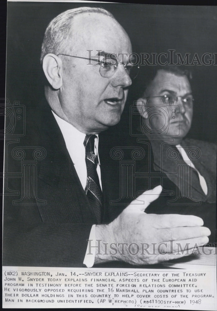 1948 Press Photo Secretary of the US Treasury, John Snyder - Historic Images