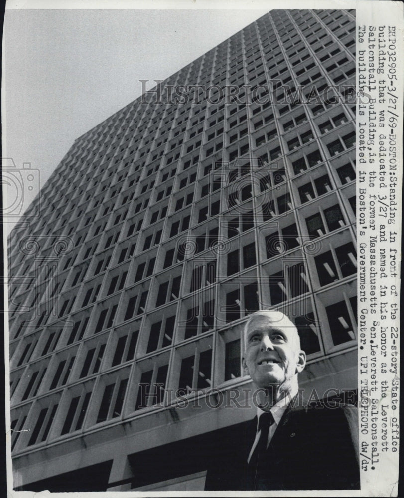 1969 Press Photo Leverett Saltonstall Bldg. dedicated in honor Sen. Saltonstall - Historic Images