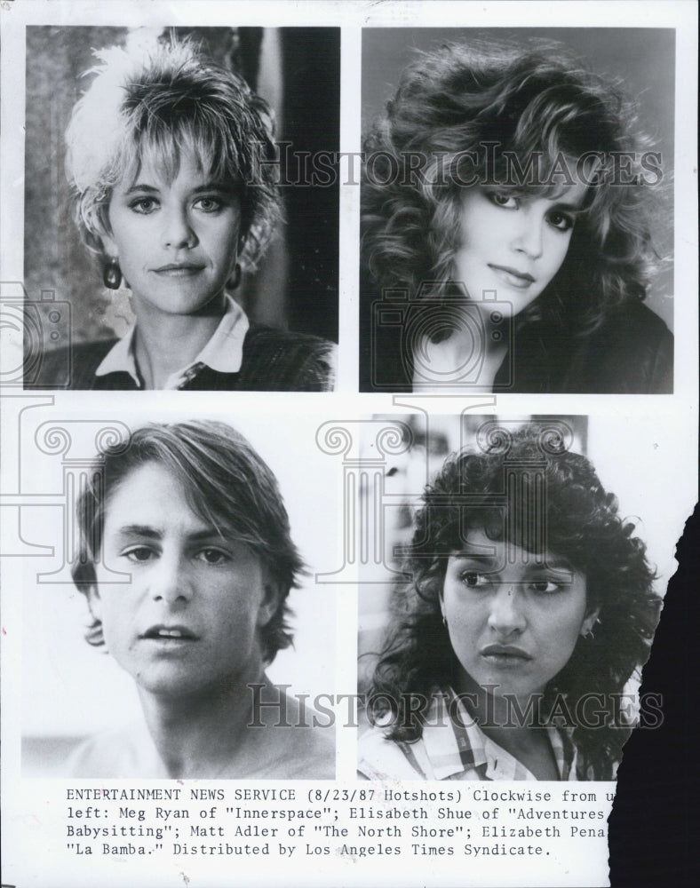 1989 Press Photo Meg Ryan, Elisabeth Shue, Actor Matt Adler,Elizabeth Pena - Historic Images