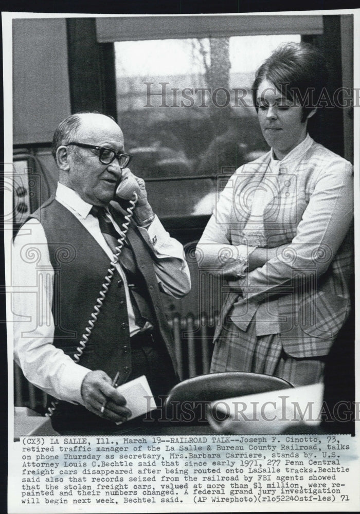 1971 Manager Joseph F. Cinotto La Salle & Bureau Railroad Secretary - Historic Images