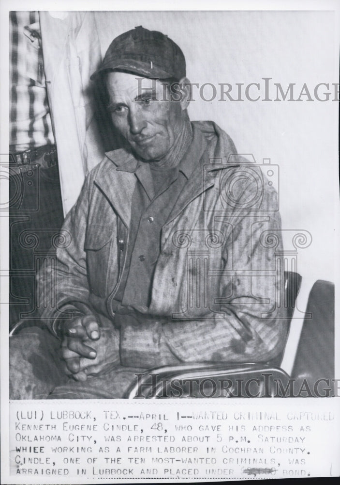 Press Photo Criminal Kenneth Eugene Cindle in Lubbock Tx - Historic Images