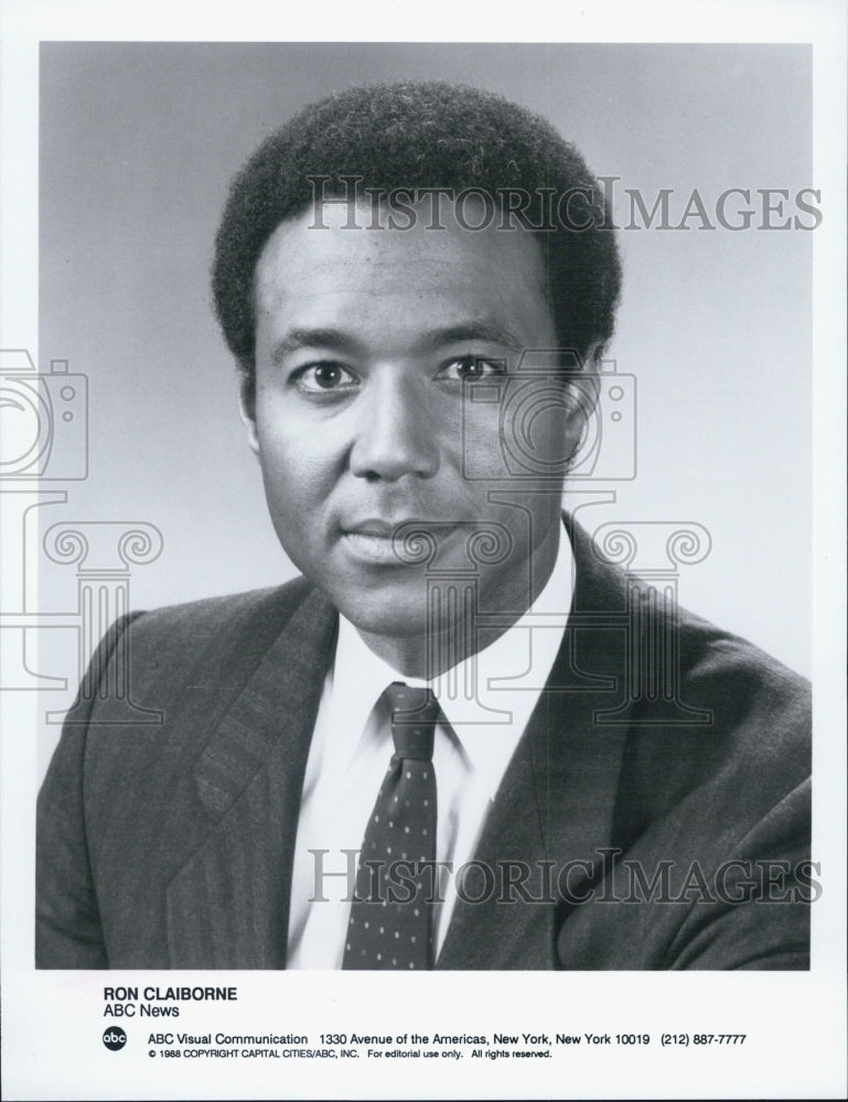 1988 Press Photo ABC News Anchor Ron Claiborne - Historic Images
