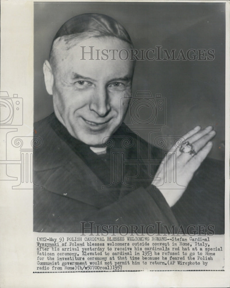 1957 Press Photo Catholic Primate of Poland Stefan Cardinal Wyszynaki - Historic Images