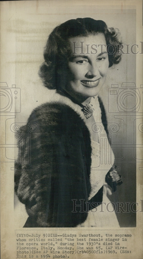 1969 Press Photo Gladys Swarthout,"Best Female Singer in Opera World" in1930's - Historic Images