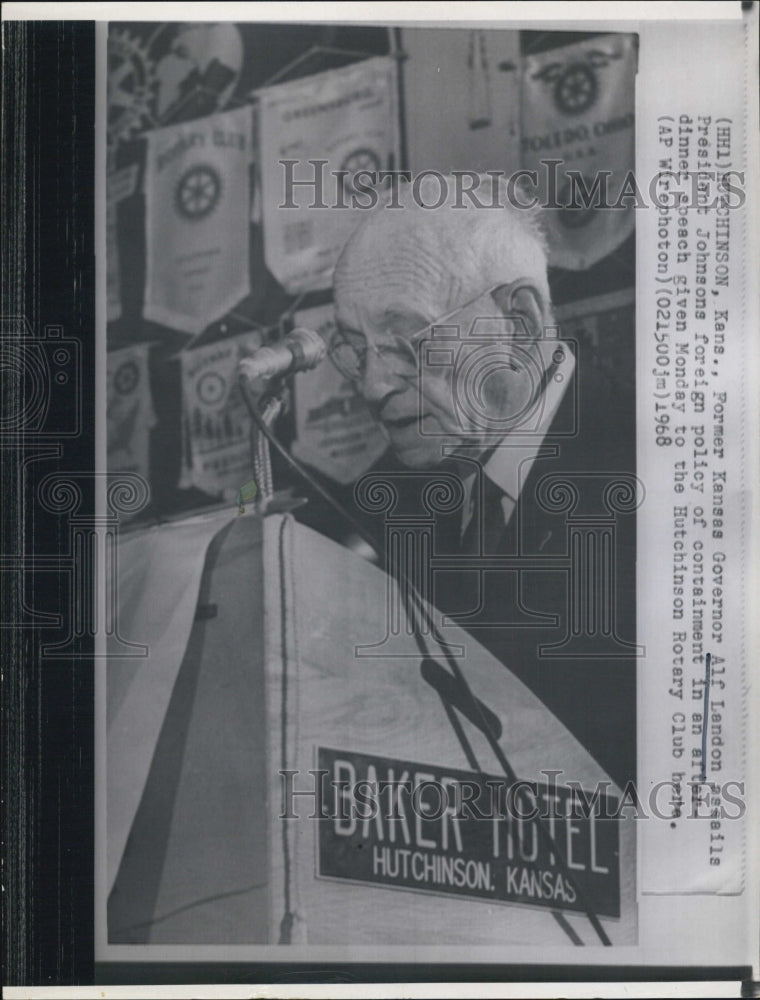 1968 Press Photo Former Governer of Kansas Alf Landon - Historic Images