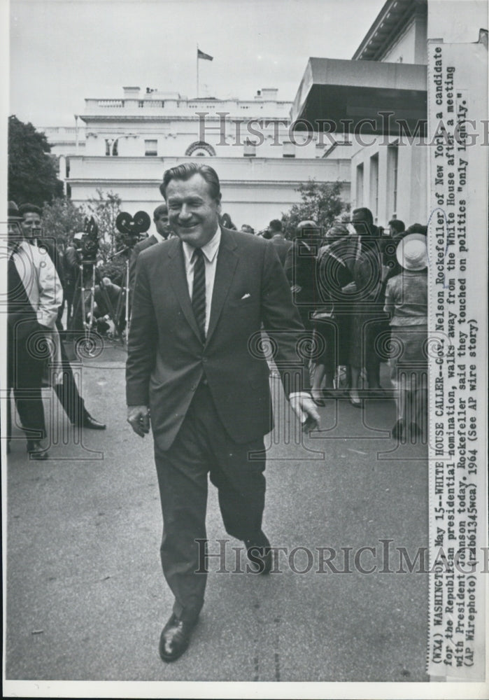 1964 Press Photo New York Gov Nelson Rockefeller Visits White House - Historic Images