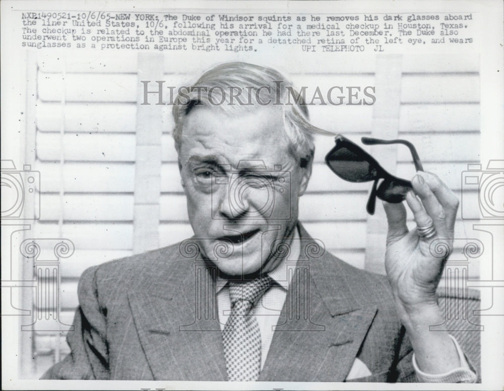 1965 Press Photo Duke of Windsor Arriving in US - Historic Images