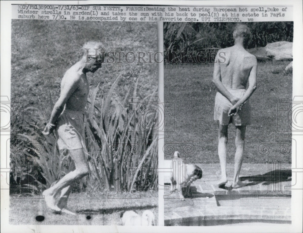 1963 Press Photo Duke of Windsor at His Pool - Historic Images