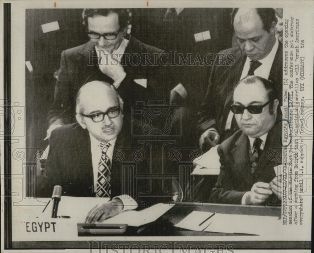 1973 Press Photo Egypt&#39;s Ismail Famhi Speaks At Peace Conference - Historic Images