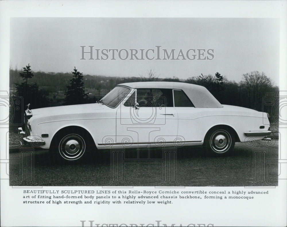 1973 Press Photo Rolls Royce Automobile Displays Sculptured Lines Of Convertible - Historic Images