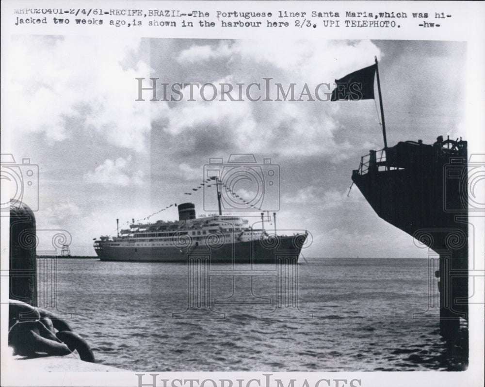 1961 Press Photo Portuguese Liner Santa Maria. - Historic Images