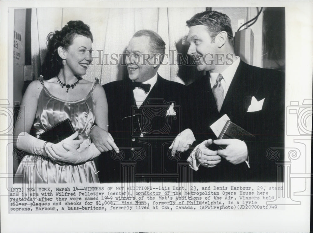 1949 Press Photo Lois Hunt And Denis Harbour Win Met Opera Auditions - Historic Images