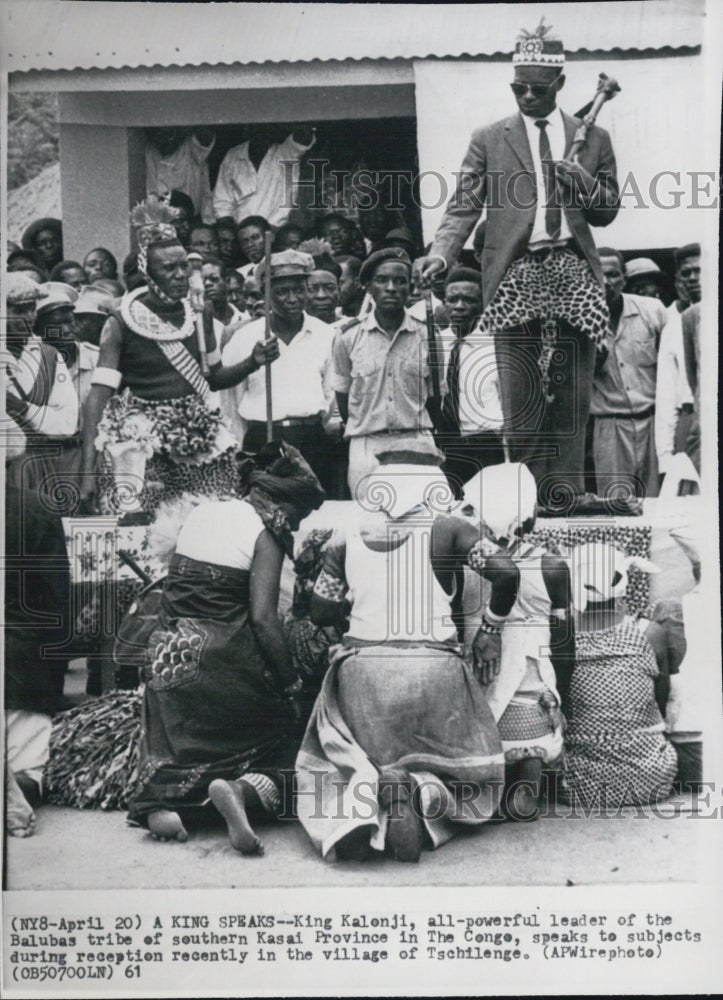 1961 Press Photo King Kalonji leader of Balubas tribe in The Congo making speech - Historic Images