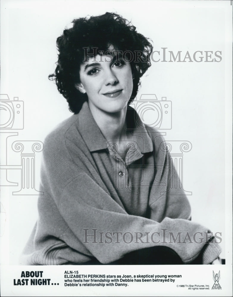 1986 Press Photo Actress Elizabeth Perkins in&quot;About Last Night&quot; - Historic Images