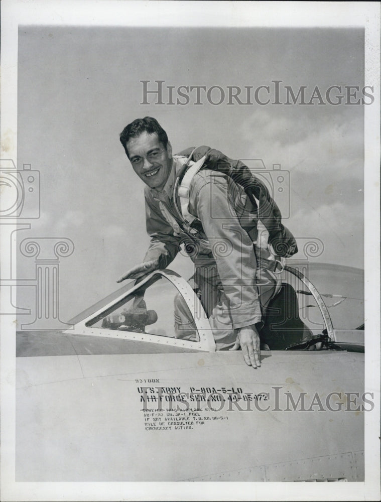 1947 Press Photo Major Howard "Deacon" Hively Army Air Force Pilot from Oklahoma - Historic Images