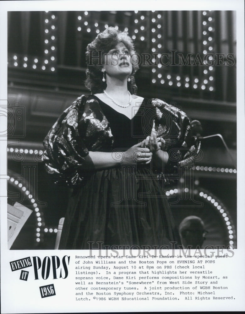 1986 Press Photo Soprano opera singer Kiki Te Kanawa - Historic Images