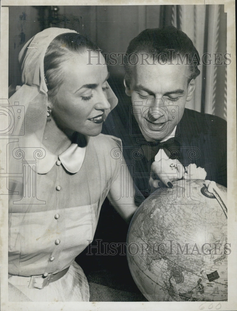 1950 Press Photo Abe Lind and bride Ingrid Reuterhage - Historic Images