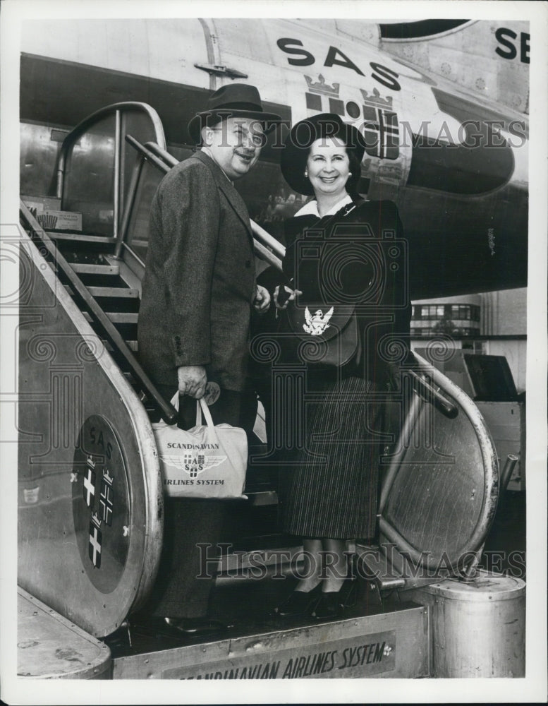 1948 Press Photo Actor Jean Hersholt &amp; his wife Via - Historic Images