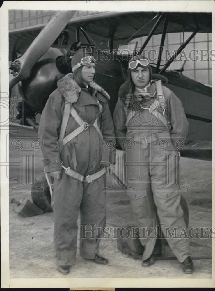 1931 Press Photo Clarence Chamberlin & Oren P Harward and a plane - Historic Images
