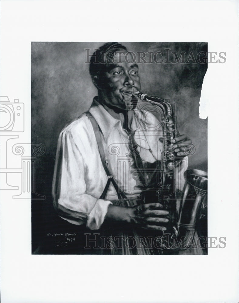 1995 Press Photo A painting of Charlie Parker by Martha Glinski - Historic Images