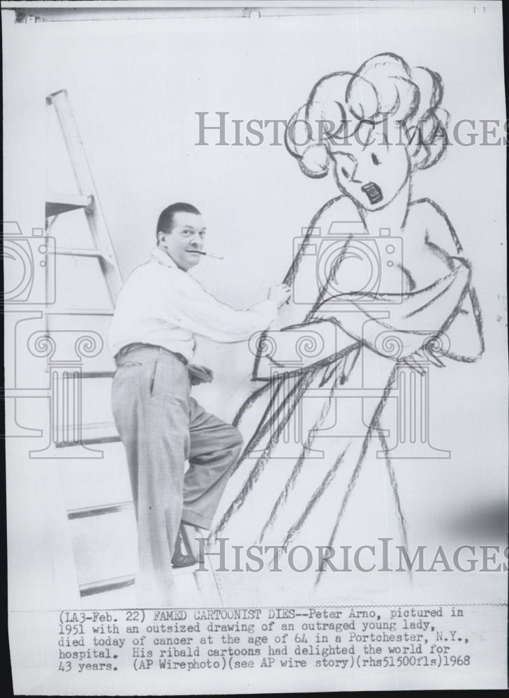 1968 Press Photo Peter Arno Famed Cartoonist - Historic Images