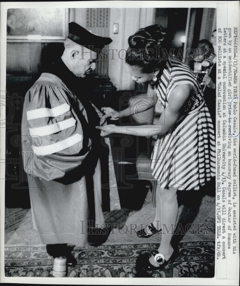 1970 Press Photo Pablo Cassals World Famed Cellist Receives Honorary Degree- - Historic Images