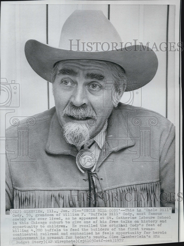 1972 Press Photo Uncle Bill Cody Grandson Of Wm Buffalo Bill Cody Famous Cowboy - Historic Images