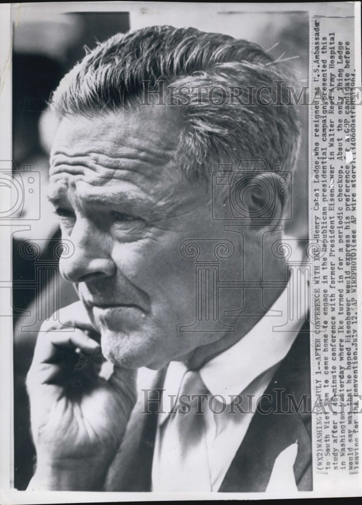 1964 Press Photo Former U.S. Ambassador Henry Cabot Lodge - Historic Images