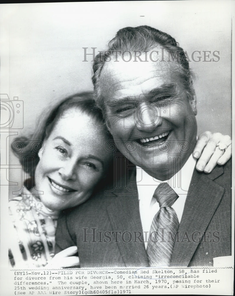 1971 Press Photo Comedian Red Skelton Divorcing Wife Georgia Married 26 Years - Historic Images